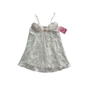 Vintage Cinema Etoile White Satin Babydoll Nightgown Size Small NWT Deadstock‎